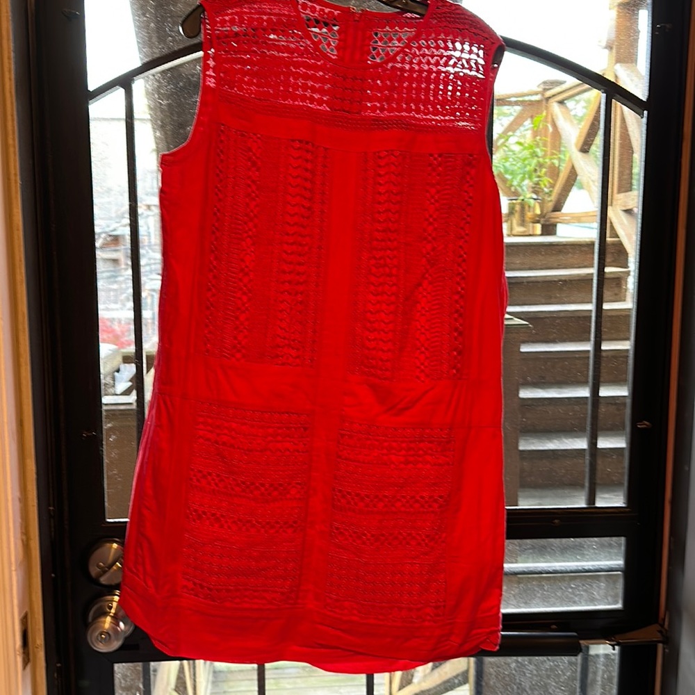 Iike new, coral crochet shift dress
